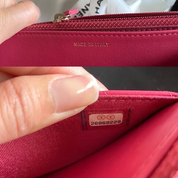 Chanel Trendy CC WOC Chevron Lambskin Wallet On Chain - Pink / light gold - Picture 14 of 14